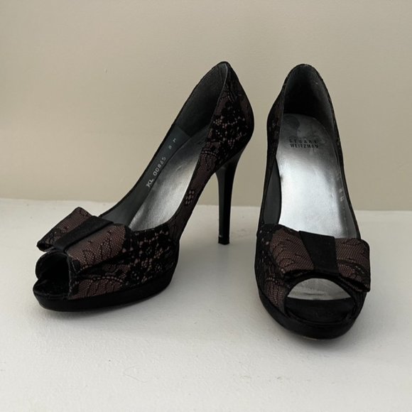 Stuart Weitzamn lace open toe platforms - Picture 3 of 4